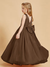 Robes de Demoiselle d'Honneur Junior en Tulle avec Haut en Satin Brun