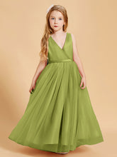 Robes de Demoiselle d'Honneur Junior en Tulle avec Haut en Satin Trèfle