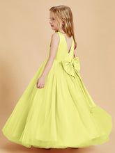 Robes de Demoiselle d'Honneur Junior en Tulle avec Haut en Satin Jonquille