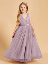 Robes de Demoiselle d'Honneur Junior en Tulle avec Haut en Satin Dusk