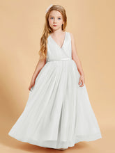 Robes de Demoiselle d'Honneur Junior en Tulle avec Haut en Satin Ivoire
