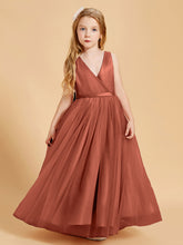 Robes de Demoiselle d'Honneur Junior en Tulle avec Haut en Satin Rouille