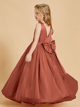 Robes de Demoiselle d'Honneur Junior en Tulle avec Haut en Satin Rouille