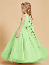 Robes de Demoiselle d'Honneur Junior en Tulle avec Haut en Satin Sauge