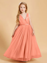 Robes de Demoiselle d'Honneur Junior en Tulle avec Haut en Satin Crépuscule