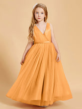 Robes de Demoiselle d'Honneur Junior en Tulle avec Haut en Satin Mandarine