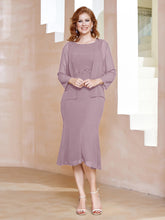 Robe Fourreau à Col en Scoop Longueur de Mollet en Mousseline Dusk