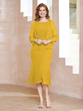 Robe Fourreau à Col en Scoop Longueur de Mollet en Mousseline Souci