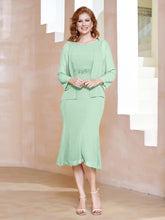 Robe Fourreau à Col en Scoop Longueur de Mollet en Mousseline Vert Menthe