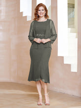 Robe Fourreau à Col en Scoop Longueur de Mollet en Mousseline Gris Acier