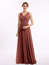 Col En V Longueur Au Sol Mousseline Robes terracotta