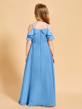 Robes de Demoiselle d'Honneur Junior à Hors de l'Épaule Bleu