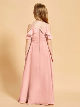 Robes de Demoiselle d'Honneur Junior à Hors de l'Épaule Corail
