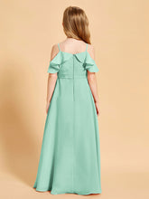Robes de Demoiselle d'Honneur Junior à Hors de l'Épaule Vert Menthe