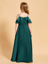 Robes de Demoiselle d'Honneur Junior à Hors de l'Épaule Paon