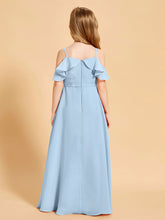 Robes de Demoiselle d'Honneur Junior à Hors de l'Épaule Bleu Ciel
