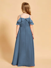 Robes de Demoiselle d'Honneur Junior à Hors de l'Épaule Bleu de Schiste
