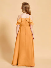 Robes de Demoiselle d'Honneur Junior à Hors de l'Épaule Mandarine