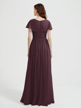 Mancherons Longue Mousseline Robes Avec Fente Cabernet