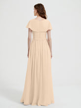 Mancherons Longue Mousseline Robes Avec Fente Champagne