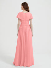Mancherons Longue Mousseline Robes Avec Fente Flamant