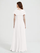 Mancherons Longue Mousseline Robes Avec Fente Ivoire