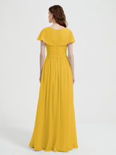 Mancherons Longue Mousseline Robes Avec Fente Souci
