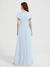 Mancherons Longue Mousseline Robes Avec Fente Brume