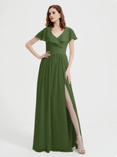Mancherons Longue Mousseline Robes Avec Fente Mousse