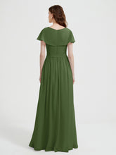 Mancherons Longue Mousseline Robes Avec Fente Mousse