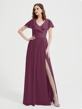 Mancherons Longue Mousseline Robes Avec Fente Mûre