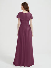 Mancherons Longue Mousseline Robes Avec Fente Mûre
