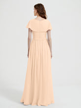 Mancherons Longue Mousseline Robes Avec Fente Pêche
