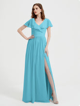 Mancherons Longue Mousseline Robes Avec Fente Piscine