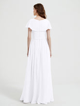 Mancherons Longue Mousseline Robes Avec Fente Blanc
