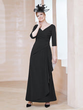Robe de A-ligne Plissée en Mousseline Longueur au Sol Noir