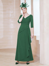 Robe de A-ligne Plissée en Mousseline Longueur au Sol Vert Foncé