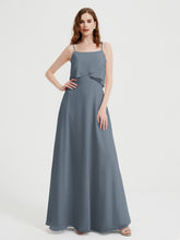 Spaghetti Bretelles Simple Robes De Demoiselle d'Honneur Bleu de Schiste