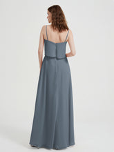 Spaghetti Bretelles Simple Robes De Demoiselle d'Honneur Bleu de Schiste