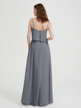 Spaghetti Bretelles Simple Robes De Demoiselle d'Honneur Gris Acier