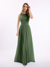 Robe de Demoiselles d'honneur Longue Dentelle et Mousseline Olive Verte