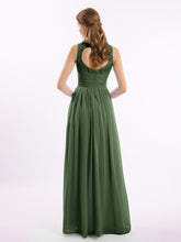 Robe de Demoiselles d'honneur Longue Dentelle et Mousseline Olive Verte