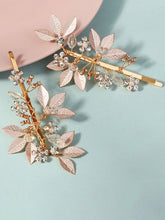 Pinces Feuille Dorée en Alliage avec Diamants 2 Pcs