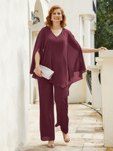 Pantsuit à Manches Flottantes Top en Mousseline Cabernet