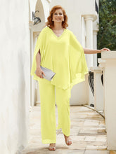 Pantsuit à Manches Flottantes Top en Mousseline Jonquille
