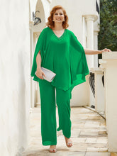 Pantsuit à Manches Flottantes Top en Mousseline Emeraude
