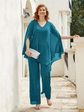 Pantsuit à Manches Flottantes Top en Mousseline Bleu Encre