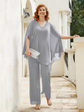 Pantsuit à Manches Flottantes Top en Mousseline Argent