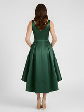 Col en V Satin Asymétrique Robes Demoiselle d'honneure Vert Foncé