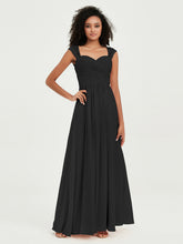Col En Cœur Mousseline Robes Avec Dentelle Mancherons Noir